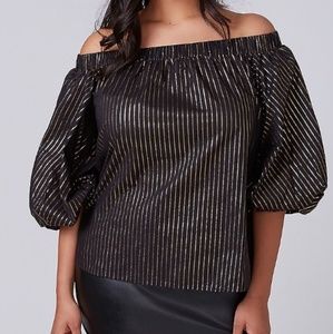 💥Lane Bryant METALLIC STRIPED OFF The Shoulder